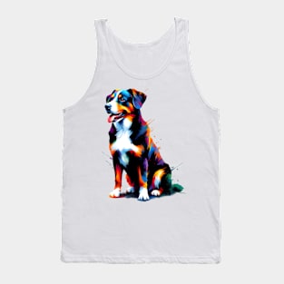 Expressive Appenzeller Sennenhund in Vivid Splash Art Style Tank Top